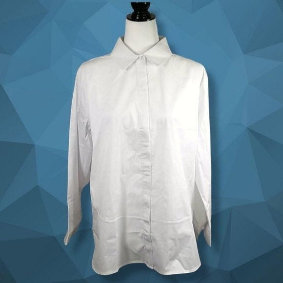UCHUU Montréal Women's Blouse Hidden Button-Up Long Sleeve Milk Colored - Picture 1 of 7